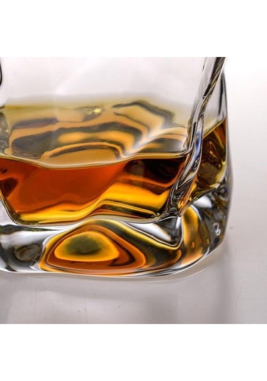 2 Adet Kırpma Kağıt Düzensiz Şekil Kristal Faceted Der Whiskybecher Viski Viski Kaya Cam Yapıt Şarap Kupası Eski Moda Cam Açık Gri