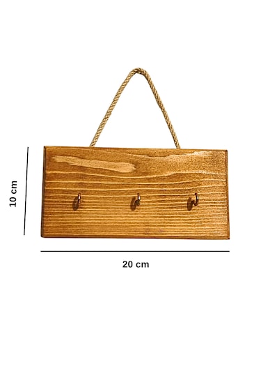 Ahşap Duvar Askılığı Halatlı Rustik Dekoratif Anahtar Askılığı 3 Kancalı / 3 Renk Brothers Craft Kestane