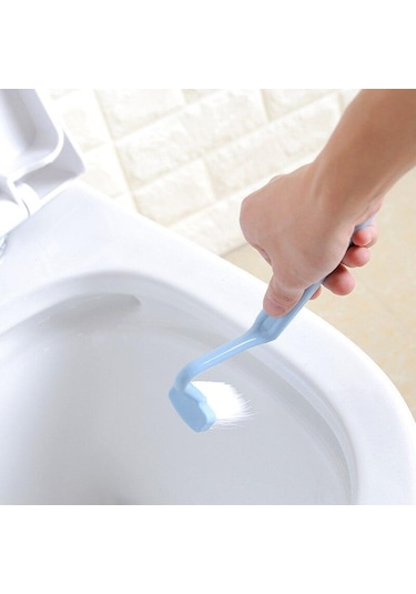 Mavi Banyo Temizleme Aksesuarları Tuvalet Temizleme Fırçası Taşınabilir Tuvalet Fırçası Köşe Bükme Kolu İle Scrubber Kavisli Temizleme Araçları