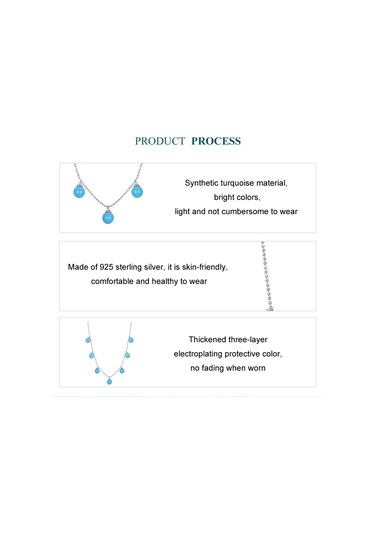 S925 Ayar Gümüş Mavi Turkuaz Çift Aşınma Klavikula Kolye Bsn405 Çok Renkli
