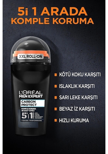 Süper Carbon Protect Anti Perspirant 5'i 1 Arada Erkek Roll On 50..ML