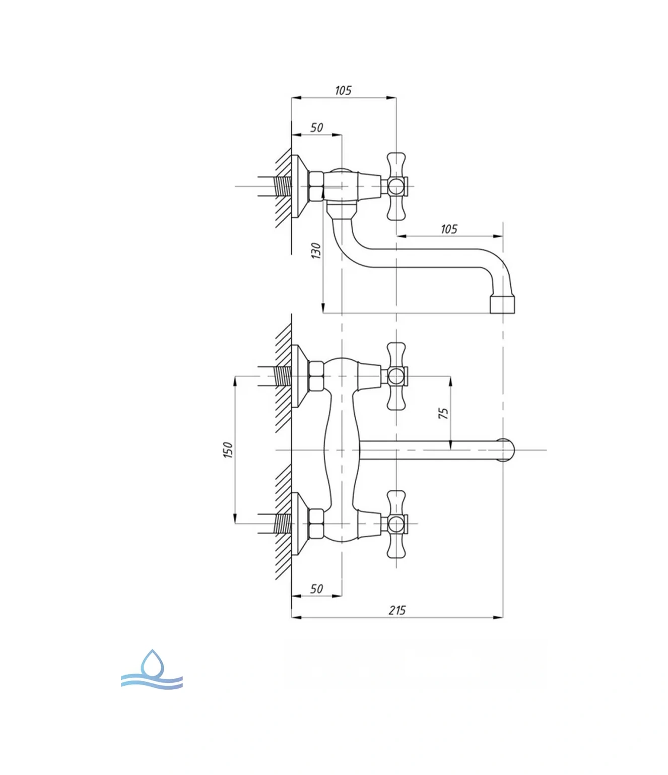 Santehvill' Duvara Monte Döner Lüleli Mutfak Bataryası 305869718 Krom