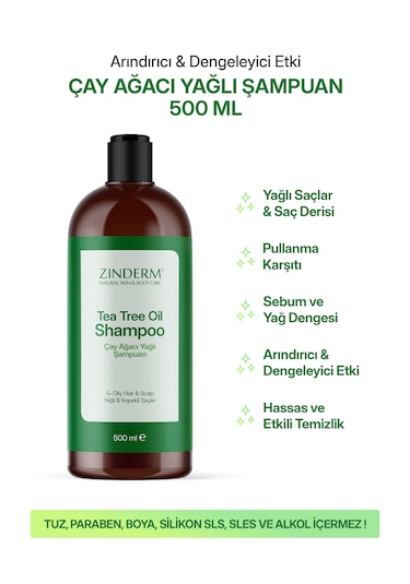 Zinderm Arındırıcı Ve Dengeleyici Tuzsuz Çay Ağacı Şampuanı 500 ML