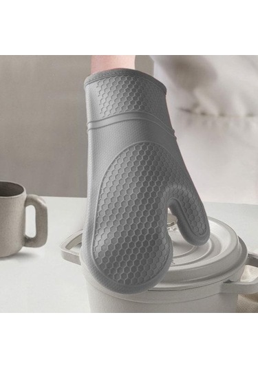 Siyah Premium Pişirme Fırını Eldivenleri Isı Yalıtımı Tutuşlu Tasarım Koruyucu A Siyah