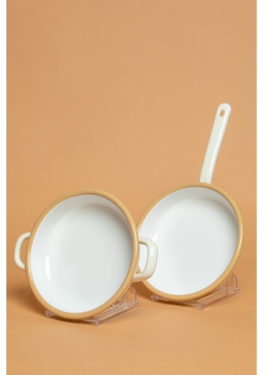 Crema Di Siena 2 Li Kulplu Ve Saplı Krem Sahan Seti Krem