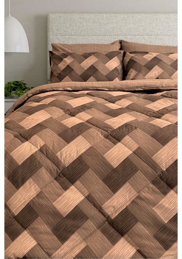 Lux Uyku Seti-tek Kişilik-lastikli Çarşaflı 2yastık Kılıflı-özel Çantada Cross Sütlü Kahve