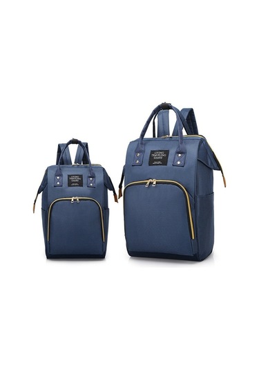 Mumya Çantası Büyük Kapasiteli Çok Fonksiyonlu Sırt Çantası Su Geçirmez Biberon Bezi Çantası Koyu Mavi