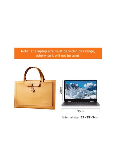 Aubyhe 15.6 İnç Pu Dikişli Bilgisayar Çantası - Hafif, Dayanıklı, 3 Cep Tasarımı, Açık Kahverengi, Dış Çanta İç Çanta Kahverengi