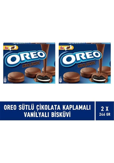 Oreo Sütlü Çikolata Kaplamalı Vanilyalı Bisküvi 2 x 246 G