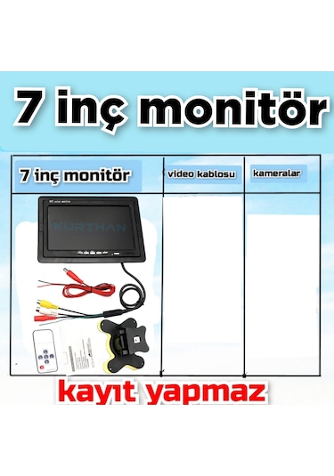 Pal Ntsc 7'' Araç Ekran Kayıt Yapmaz Usb Aux Girişi Yoktur 12 24v