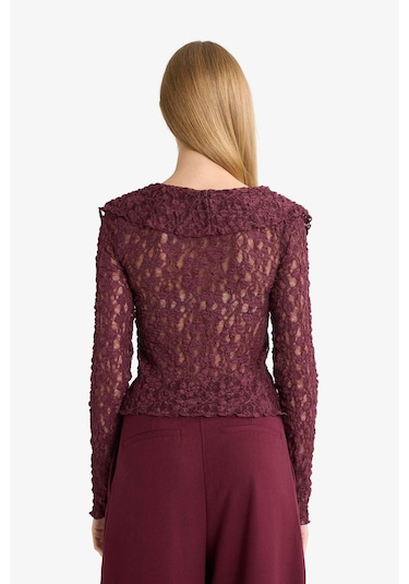 Defacto Slim Fit Dar Kesim V Yaka Volanlı Dantel Uzun Kollu Bluz G4439ax25wnbr232 Bordo-br232 Defacto Slim Fit Dar Kesim V Yaka Volanlı Dantel Uzun Kollu Bluz G4439ax25wnbr232 Bordo-br232