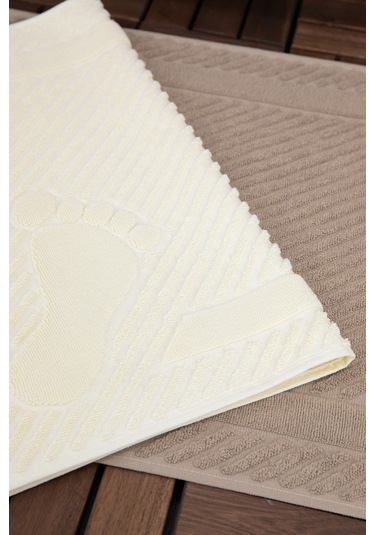 Leoline %100 Pamuk Premium 2'li Ayak Havlusu Kahverengi - Krem