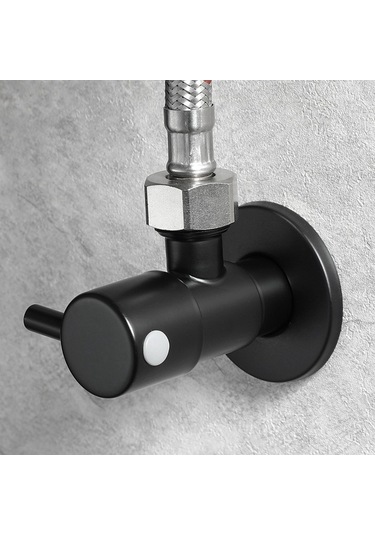 Ulzyvf Lkpcıgcxm Siyah Açı Vanası 304 Paslanmaz Çelik, Sızdırmaz Su Soğuk/sıcak Vanası, Genel Banyo Aksesuarı