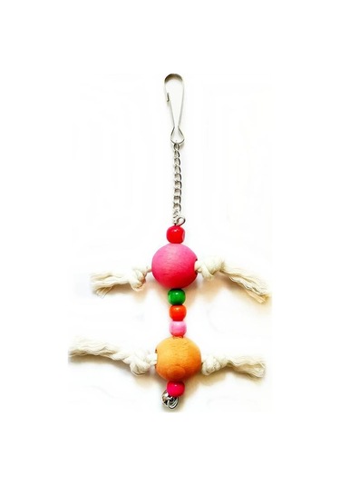 Stres İpli Toplu Ahşap Çıngıraklı Kuş Oyuncak Oyuncağı 19cm