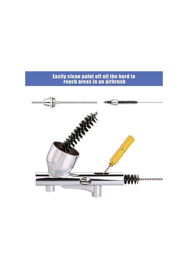 Singree Hava Fırçası Temizleme Seti - Cam Kavanozlu Tutucu, Nikel Boru, Çelik İğne Ve Nylon Fırça 4'lü Aksesuar Paketi