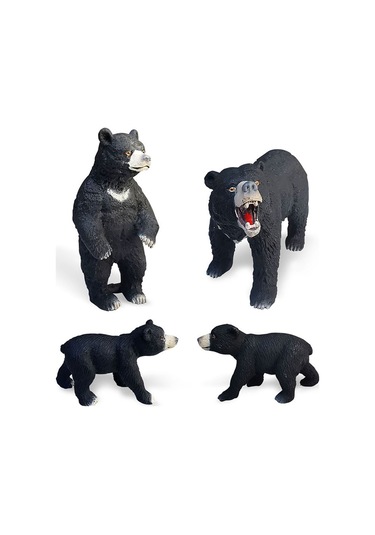 Homyl 4x Siyah Ayı Heykelcik Zanaat Masa Heykelleri Rustik Dekor Çok