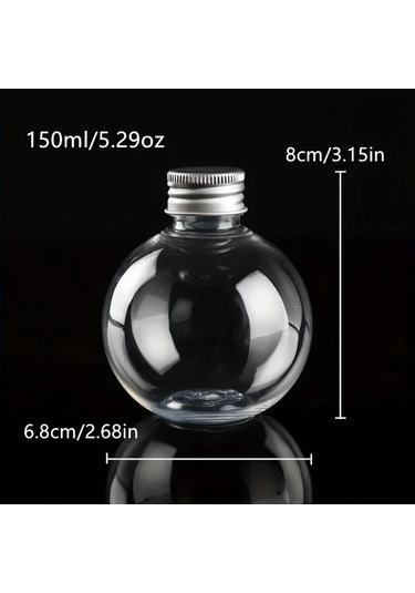 Willowhaven 25 Adet Şeffaf Plastik Kapaklı Alüminyum Şişe 150ml Parti İçecek Konteyneri