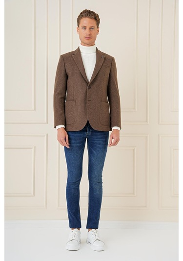C 689 Slim Fit Kahve Spor Ceket Kahverengi