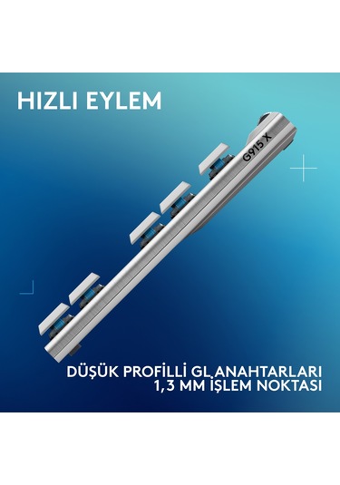 Logitech G915 X Lightspeed Tkl Düşük Profilli Rgb Aydınlatmalı Gl Blue Pc/mac Için Kablosuz Ingilizce Q Oyun Klavyesi, Beyaz