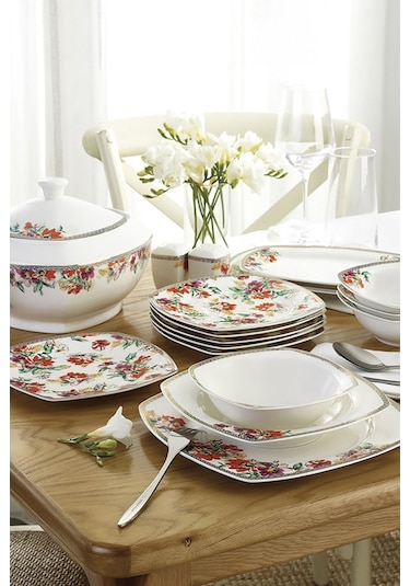 Karaca  Square Bone Martina Pink 60 Parça 12 Kişilik Yemek Takımı