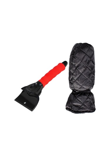 Sones Araca Monteli Kar Küreği Buz Çözücü Temizleme Aleti, Renk: Kırmızı+eldiven