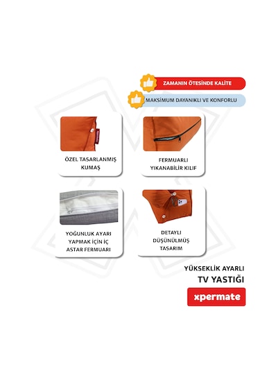 Xpermate Yükseklik Ayarlı Tv Yastığı Bel Destek Yastığı Turuncu