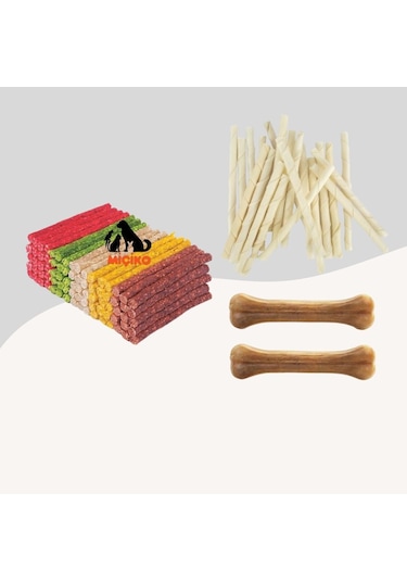 Köpekler İçin Ödül Seti2 100lü Munchy+100lü Burgu+2li 7cm Kemik