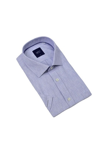 Erkek Klasik Çizgili Kısa Kol Gömlek 9493 Bgl-st04580 Buz - Mavi