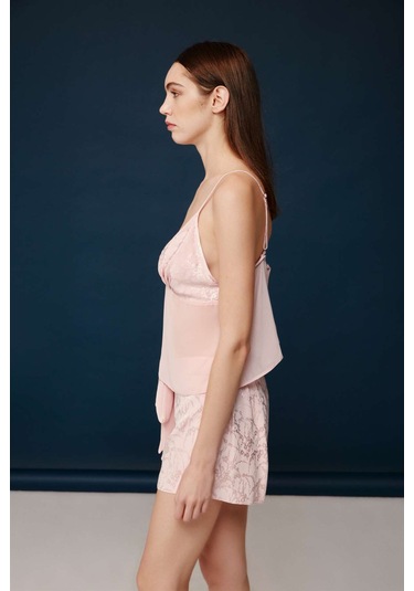 Bonnie&Clyde - Kadın Pudra Viskon Şort Takımı  30014 Pudra
