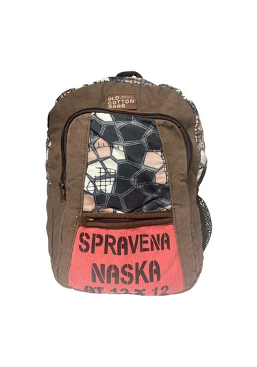 Kaliteli Renkli Vintage Salaş Disayn Günlük Sırt Gezi Okul Seyahat Çantası 28 Cm X 37 Cm Kahverengi