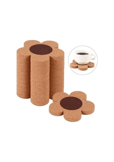 Ulzyvf Tarzı Seti Mantar Mantar Kalın Kahverengi Çiçek Bardak Bardak Altlıkları Altlığı Adet 12 Sv Kahverengi