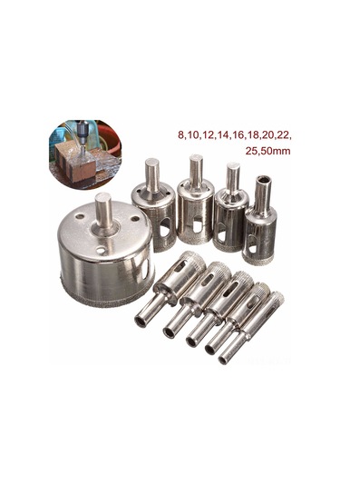 Kangvka 10 Parça Elmas Matkap Ucu Seti - 8-50mm Çaplı Cam, Seramik, Mermer Ve Tuğla Delici Aletler