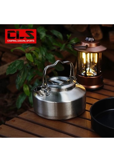 "cls 1l Ultra Hafif Paslanmaz Çelik Kamp Su Isıtıcısı Taşınabilir Açık Hava Çaydanlığı Ve Kahve Potu" Gümüş