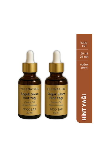 Villenature 2'li Set Soğuk Sıkım Hint Yağı Castor Oil Ricinus Communis 50 Ml