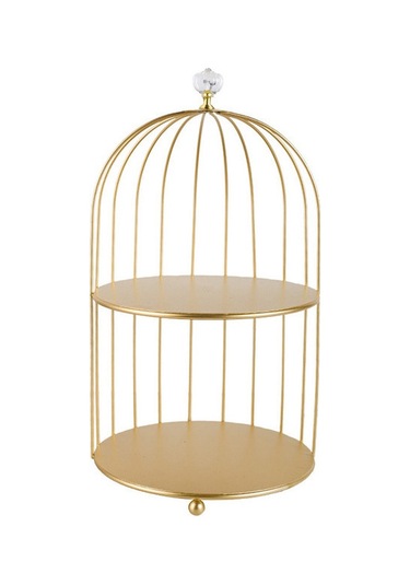 Yunboo Altın Tek Katlı Demir Sanatı Kuş Kafesi Desenli Masaüstü Dolap - Banyo Kozmetik, Bakım Ürünü Ve Parfüm Organizerı - Dönebilen Dekoratif Saklama Çözümü Diğer