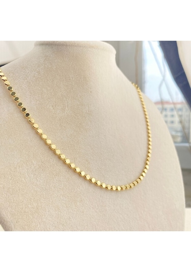 Dorika Kolye Ezme Topcuklu Kadın Kolye Kararmaz Xuping 50cm 14 Ayar Gold