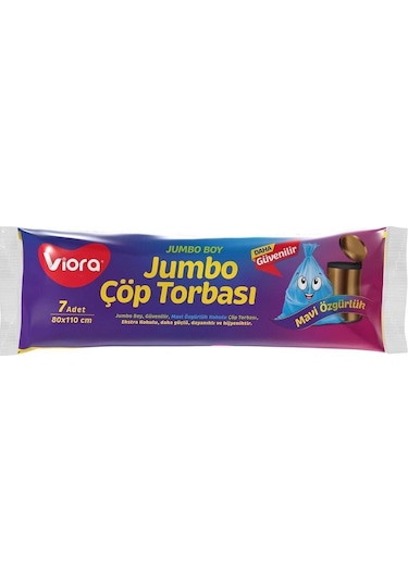 Viora Mavi Özgürlük Kokulu Mavi Çöp Torbası Poşeti 7'li 80 x 110 CM