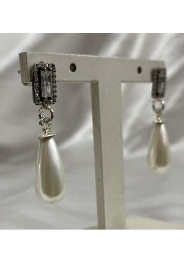 Firuze Gümüş İnci Damla Tasarım Küpe F16001997