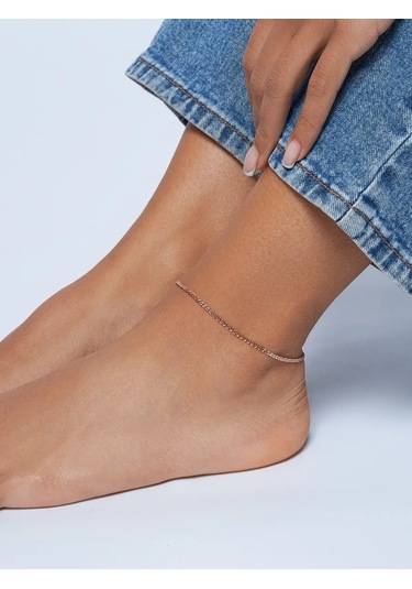 Mıx Jewelry 925 Ayar Gümüş Ve Yaldızlı Ayak Bileziği 285855859 Beyaz