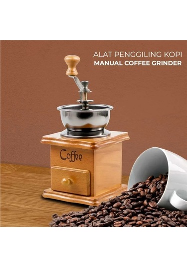 Jialan Vintage Ahşap Manuel Kahve Çekirdeği Değirmeni Dekorasyon Ahşap