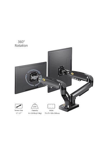 Daytona Nb Northbayou F160 17-27" Çift Kol 2-9 Kg Amortisörlü Monitör Standı
