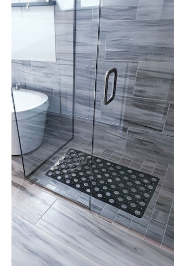 Banyo Paspası Gri Silikon Kaymaz Vakumlu Duş Paspası Tropikhome Diğer