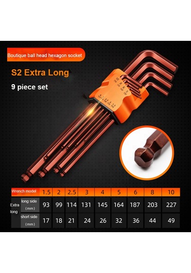 Top Başlı L Allen Seti Uzun Boy 9 Parça