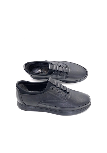 Derilax Hakiki Deri Tam Ortopedik Büyük Numara Hafif Yumuşak Erkek Ayakkabı Siyah