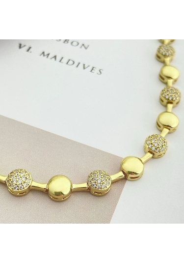 Su Yolu Bileklik Top Dorika Kadın Bileklik Kararmaz Xuping 14 Ayar Gold