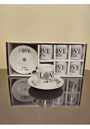 But First Self Love Papatyalı Porselen Kahve Fincanı Takımı