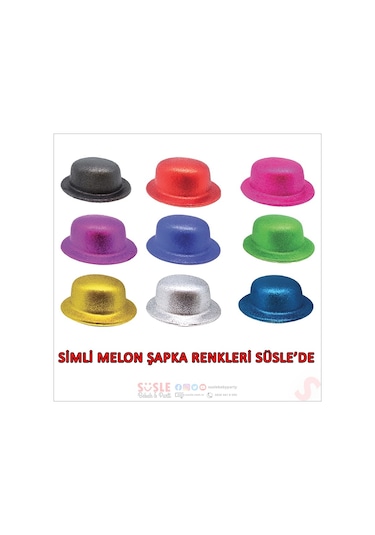 Simli Melon Şapka, 27cm X 7cm X 1 Adet - Altın