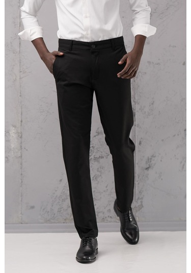 Slimfit Pamuklu Likralı Esnek Mevsimlik Kumaş Pantolon Siyah