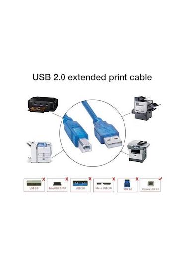 Usb 2.0 Yazıcı Kablosu Printer Data Kablosu -1.8 Metre
