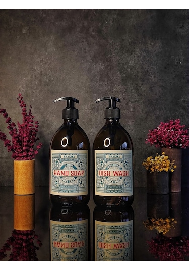 Khakma 500 Ml Amber Renkli 2'li Vintage Cam Sabunluk Seti